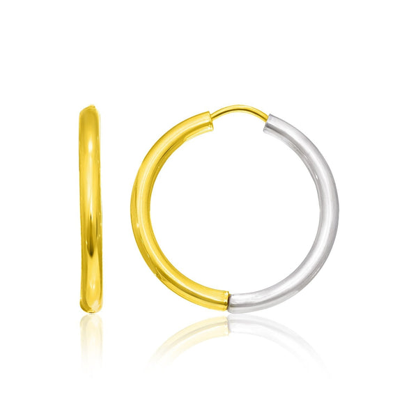 14k Two-Tone Gold Hoop Earrings in a Hinged Style - Premium Earrings - Just $496.99! Shop now at Pulse Designer Fashion