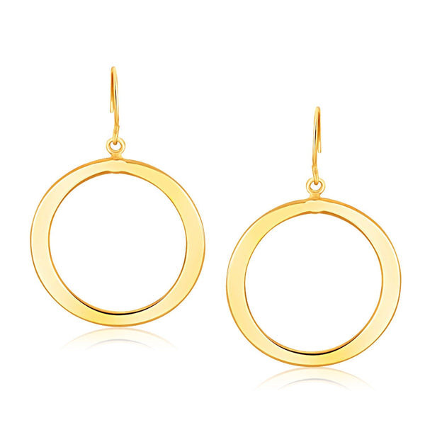 14k Yellow Gold Flat Open Tube Round Earrings - Premium Earrings - Just $341.99! Shop now at Pulse Designer Fashion