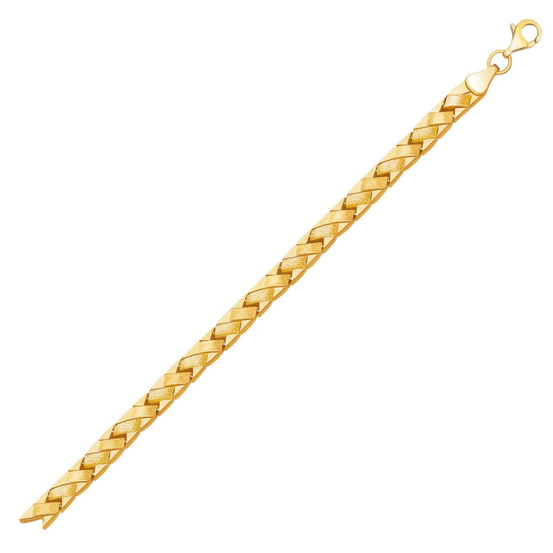 14k Yellow Gold Fancy Basket Weave Line Bracelet - Premium Bracelets - Just $937.99! Shop now at Pulse Designer Fashion