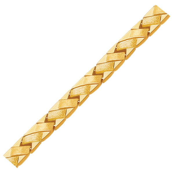 14k Yellow Gold Fancy Basket Weave Line Bracelet - Premium Bracelets - Just $937.99! Shop now at Pulse Designer Fashion