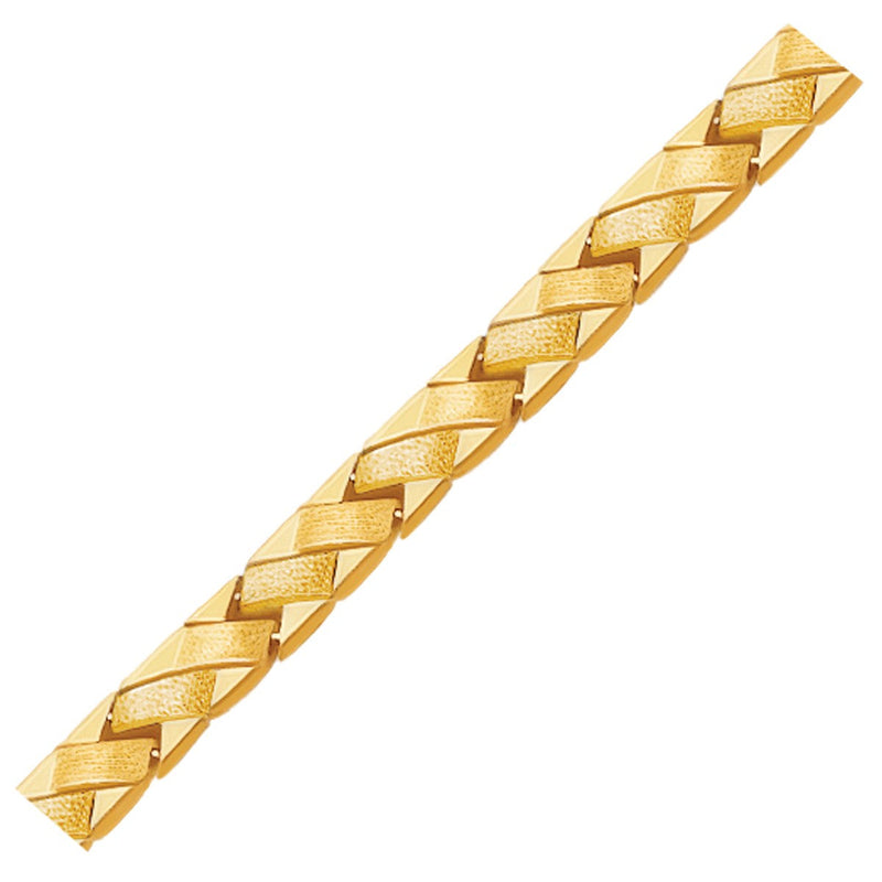 14k Yellow Gold Fancy Basket Weave Line Bracelet - Premium Bracelets - Just $937.99! Shop now at Pulse Designer Fashion