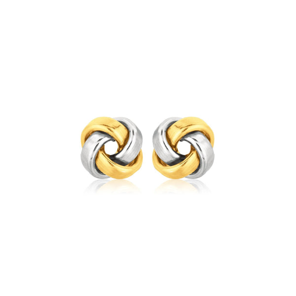 14k Two Tone Gold Square Love Knot Stud Earrings - Premium Earrings - Just $476.99! Shop now at Pulse Designer Fashion