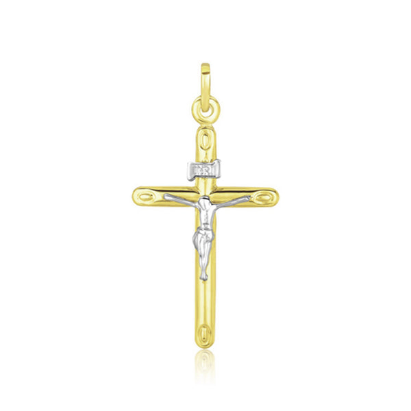 14k Two Tone Gold Cross Pendant - Premium Pendants - Just $211.99! Shop now at Pulse Designer Fashion