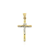 14k Two Tone Gold Cross Pendant - Premium Pendants - Just $211.99! Shop now at Pulse Designer Fashion