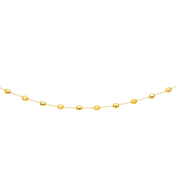 14k Yellow Gold Necklace with Polished and Textured Pebble Stations - Premium Necklaces - Just $948.99! Shop now at Pulse Designer Fashion