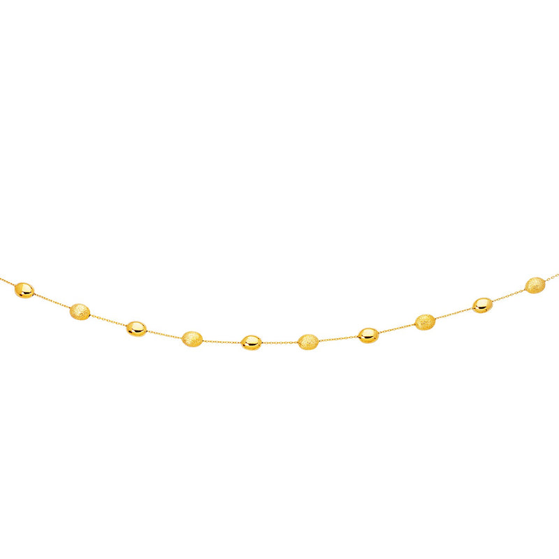 14k Yellow Gold Necklace with Polished and Textured Pebble Stations - Premium Necklaces - Just $948.99! Shop now at Pulse Designer Fashion