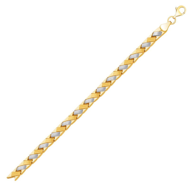 14k Two-Tone Gold Fancy Weave Bracelet with Contrasting Finish - Premium Bracelets - Just $944.99! Shop now at Pulse Designer Fashion