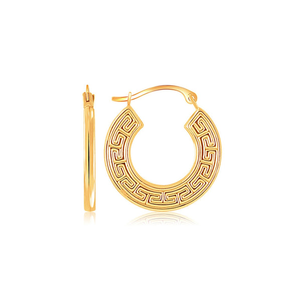 10k Yellow Gold Greek Key Small Hoop Earrings - Premium Earrings - Just $126.99! Shop now at Pulse Designer Fashion