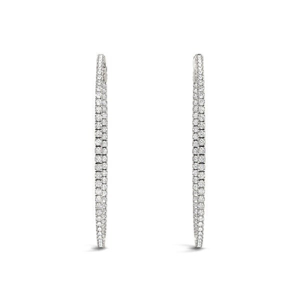 14k White Gold Slim Two Sided Diamond Hoop Earrings (1 1/2 cttw) - Premium Earrings - Just $5014.99! Shop now at Pulse Designer Fashion