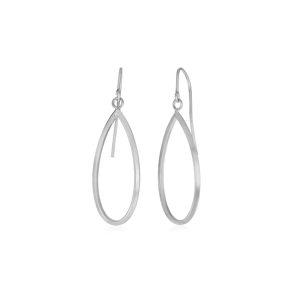 14k White Gold Earrings with Polished Open Teardrop Dangles - Premium Earrings - Just $242.99! Shop now at Pulse Designer Fashion