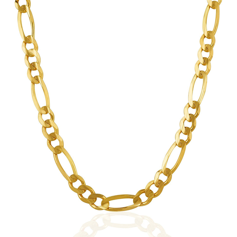 7.0mm 14k Yellow Gold Solid Figaro Chain - Premium Chains - Just $3975.99! Shop now at Pulse Designer Fashion