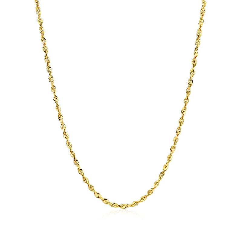 2.0mm 14k Yellow Gold Solid Diamond Cut Rope Chain - Premium Chains - Just $558.99! Shop now at Pulse Designer Fashion