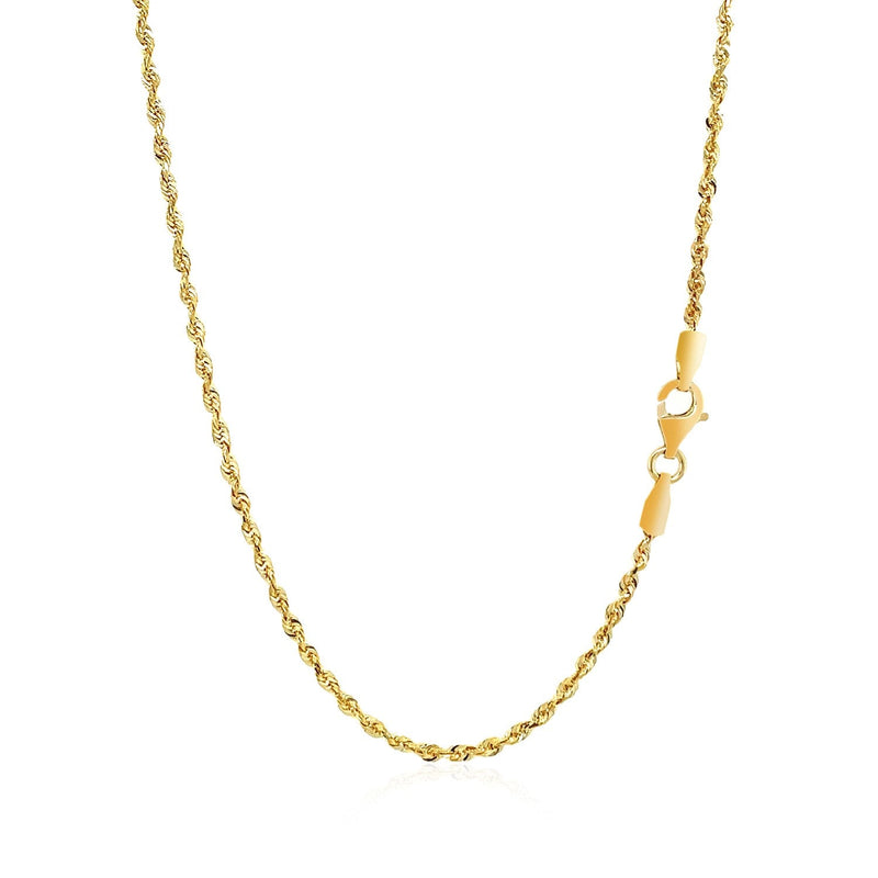 2.0mm 14k Yellow Gold Solid Diamond Cut Rope Chain - Premium Chains - Just $558.99! Shop now at Pulse Designer Fashion