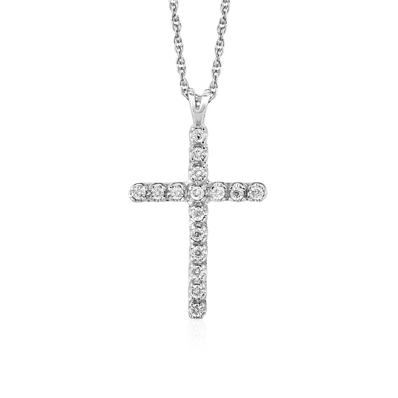 Cross Pendant with Diamonds in Sterling Silver - Premium Pendants - Just $191.99! Shop now at Pulse Designer Fashion