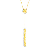 14k Two Tone Gold Lariat Necklace with Textured Circle and Bar - Premium Necklaces - Just $817.99! Shop now at Pulse Designer Fashion