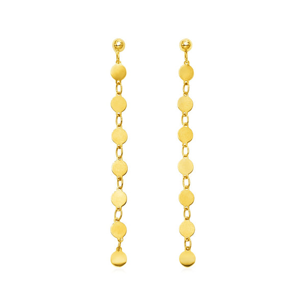 14k Yellow Gold Post Dangle Earrings with Polished Circles - Premium Earrings - Just $209.99! Shop now at Pulse Designer Fashion