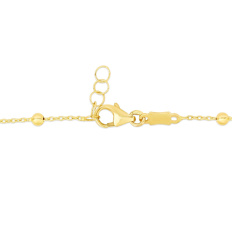 14k Yellow Gold Childrens Bracelet with Beads and Enameled Heart - Premium Bracelets - Just $292.99! Shop now at Pulse Designer Fashion