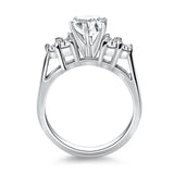 14k White Gold Cathedral Engagement Ring with Side Diamond Clusters - Premium Rings - Just $3623.99! Shop now at Pulse Designer Fashion