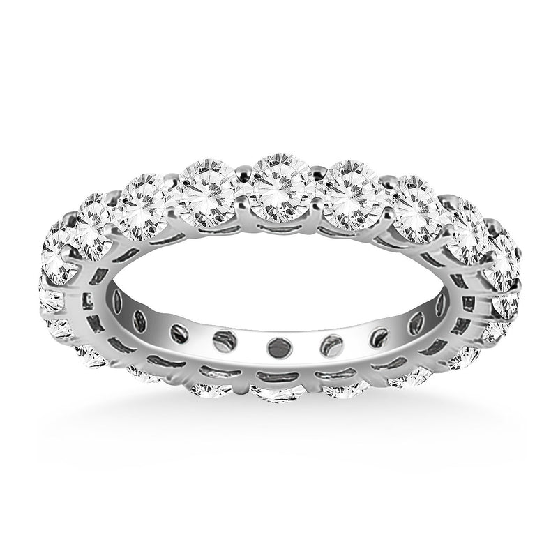 14k White Gold Shared Prong Round Cut Diamond Eternity Ring - Premium Rings - Just $6106.99! Shop now at Pulse Designer Fashion