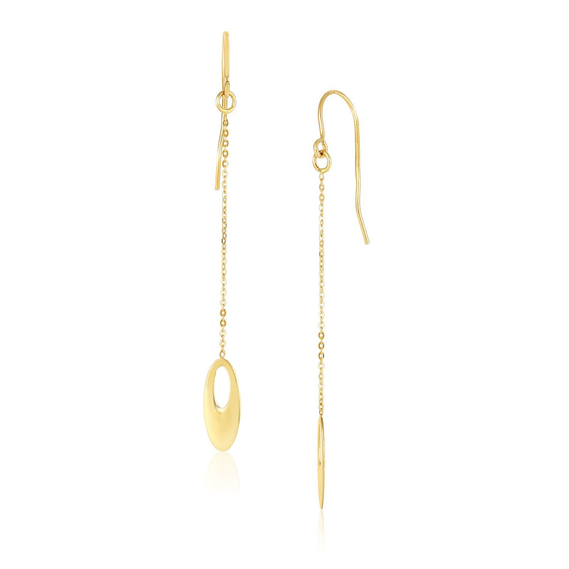 14k Yellow Gold Cutout Oval Chain Dangling Earrings - Premium Earrings - Just $180.99! Shop now at Pulse Designer Fashion