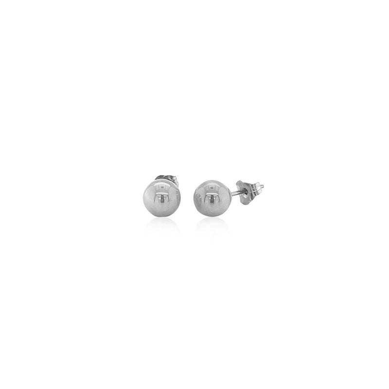 14k White Gold Classic Round Stud Earrings (6.0 mm) - Premium Earrings - Just $131.99! Shop now at Pulse Designer Fashion