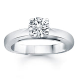 14k White Gold Classic Wide Band Cathedral Solitaire Engagement Ring - Premium Rings - Just $3489.99! Shop now at Pulse Designer Fashion