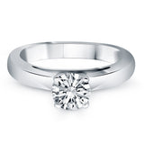 14k White Gold Classic Wide Band Cathedral Solitaire Engagement Ring - Premium Rings - Just $3489.99! Shop now at Pulse Designer Fashion