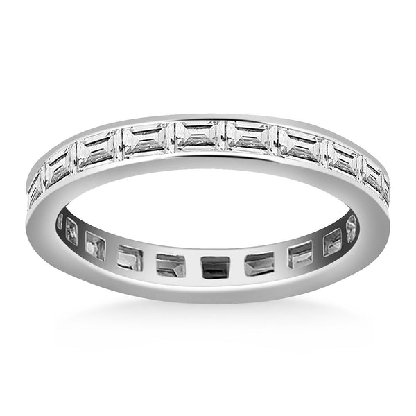 14k White Gold Eternity Ring with Baguette Diamonds - Premium Rings - Just $6799.99! Shop now at Pulse Designer Fashion