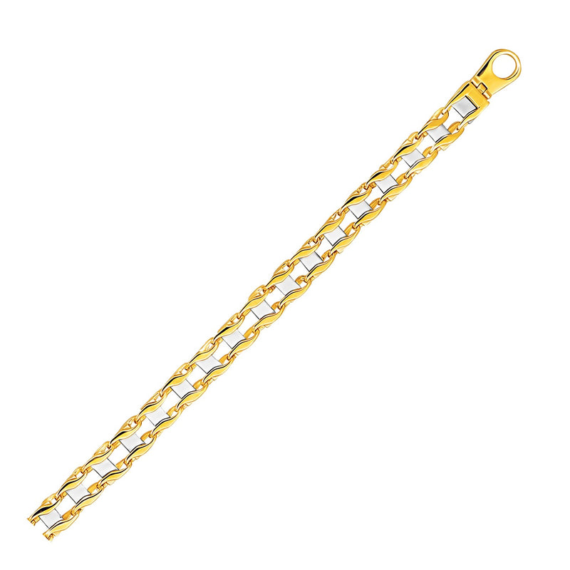 14k Two-Tone Gold Men's Bracelet with S Style Bar Links - Premium Bracelets - Just $2815.99! Shop now at Pulse Designer Fashion