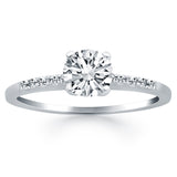 14k White Gold Engagement Ring with Diamond Band Design - Premium Rings - Just $3712.99! Shop now at Pulse Designer Fashion