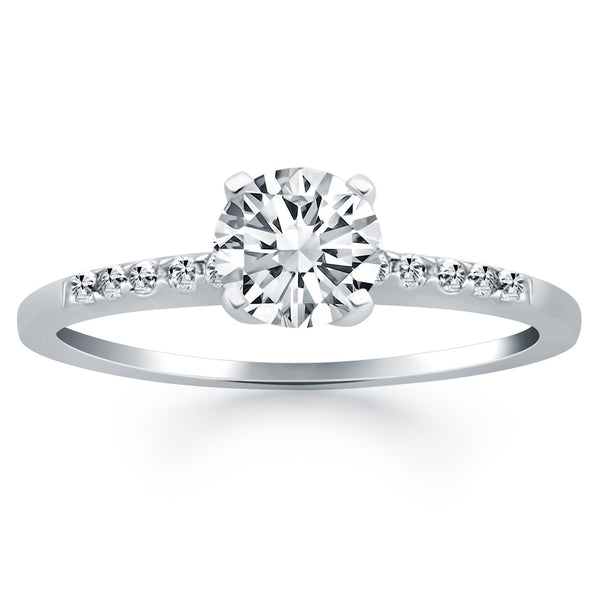 14k White Gold Engagement Ring with Diamond Band Design - Premium Rings - Just $3712.99! Shop now at Pulse Designer Fashion