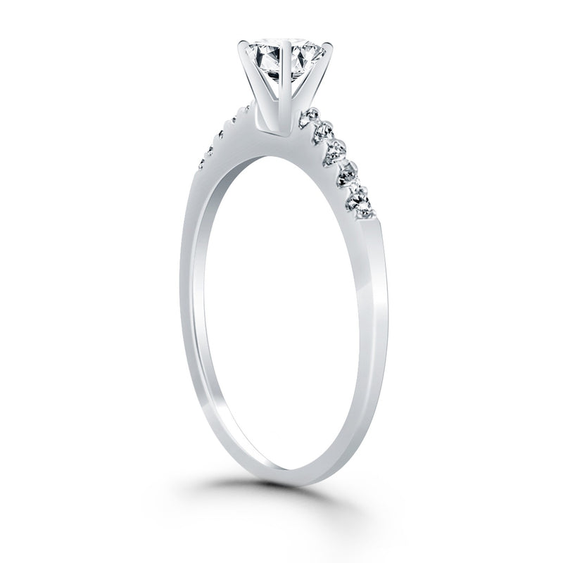 14k White Gold Engagement Ring with Diamond Band Design - Premium Rings - Just $3712.99! Shop now at Pulse Designer Fashion