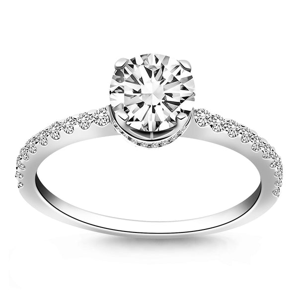 14k White Gold Diamond Collar Engagement Ring - Premium Rings - Just $4054.99! Shop now at Pulse Designer Fashion