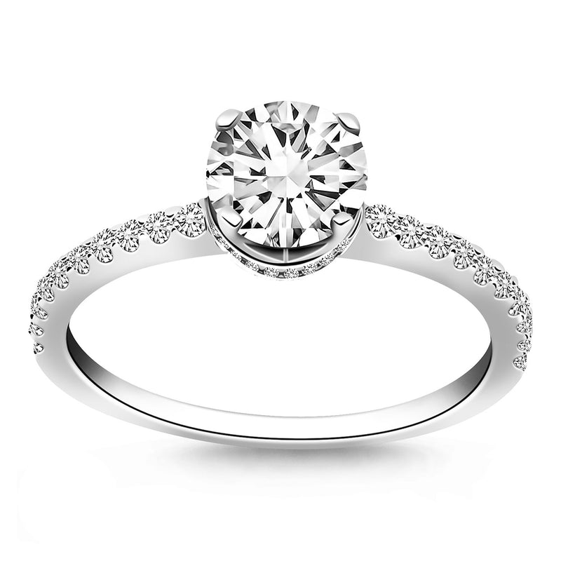 14k White Gold Diamond Collar Engagement Ring - Premium Rings - Just $4054.99! Shop now at Pulse Designer Fashion