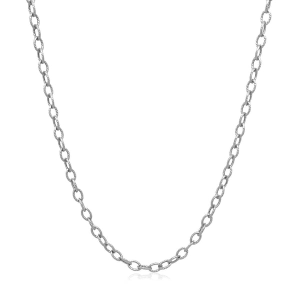 2.5mm 14k White Gold Pendant Chain with Textured Links - Premium Chains - Just $404.99! Shop now at Pulse Designer Fashion