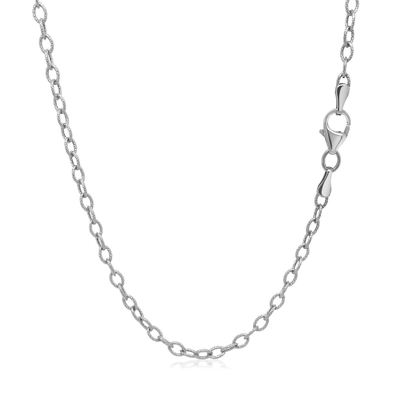 2.5mm 14k White Gold Pendant Chain with Textured Links - Premium Chains - Just $404.99! Shop now at Pulse Designer Fashion