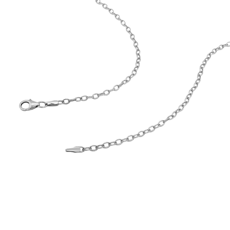 2.5mm 14k White Gold Pendant Chain with Textured Links - Premium Chains - Just $404.99! Shop now at Pulse Designer Fashion