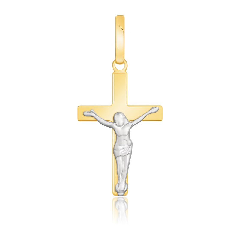 14k Two Tone Gold Crucifix Motif Pendant - Premium Pendants - Just $190.99! Shop now at Pulse Designer Fashion