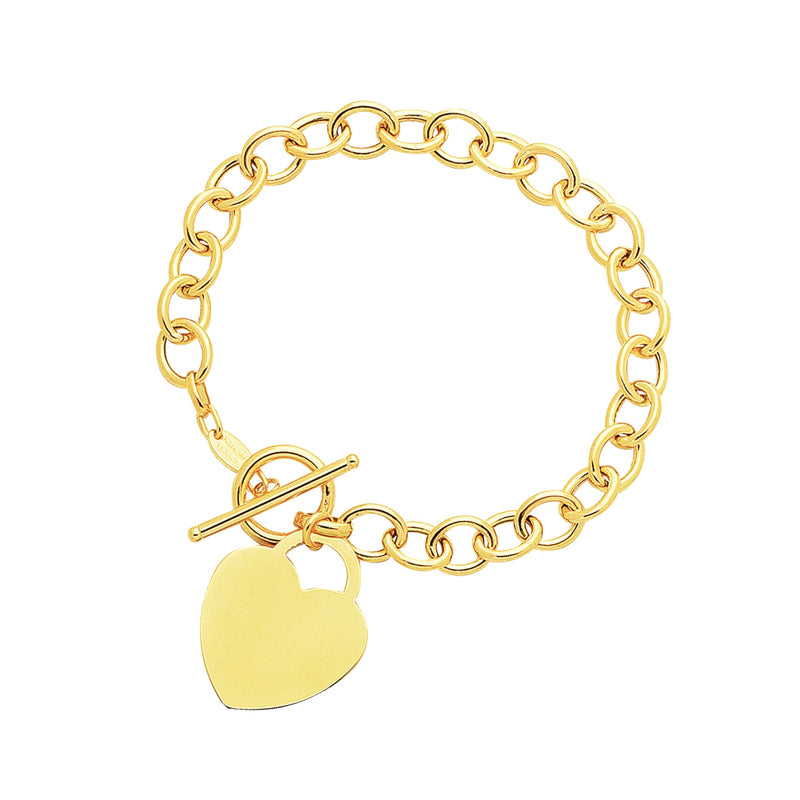 Toggle Bracelet with Heart Charm in 14k Yellow Gold - Premium Bracelets - Just $1166.99! Shop now at Pulse Designer Fashion