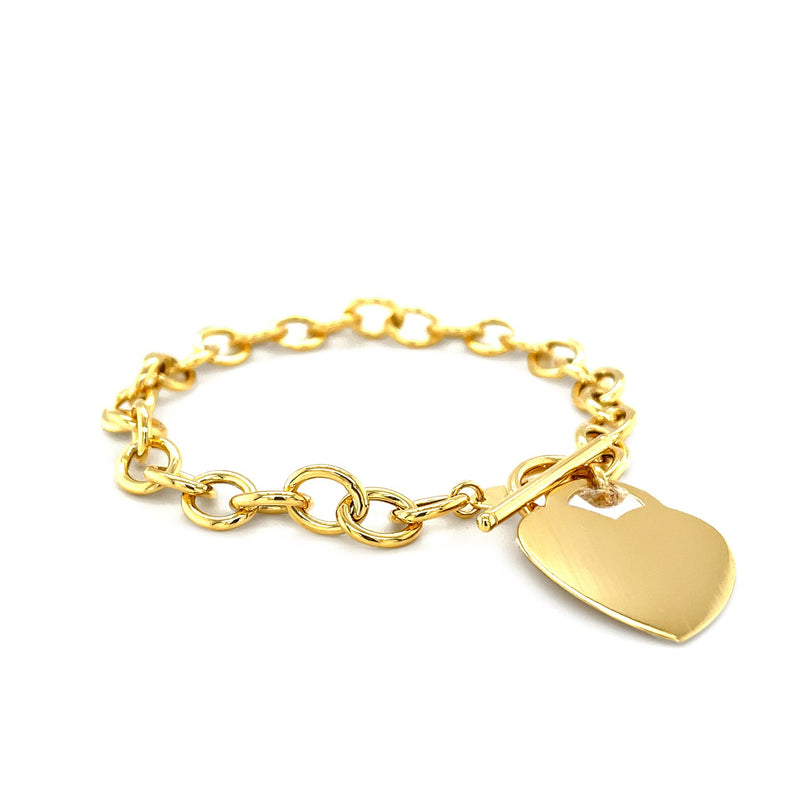 Toggle Bracelet with Heart Charm in 14k Yellow Gold - Premium Bracelets - Just $1166.99! Shop now at Pulse Designer Fashion