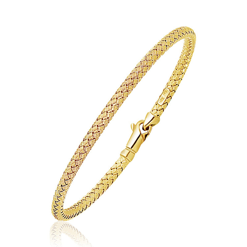 Fancy Weave Bangle in 14k Yellow Gold (3.0mm) - Premium Bangles - Just $1176.99! Shop now at Pulse Designer Fashion