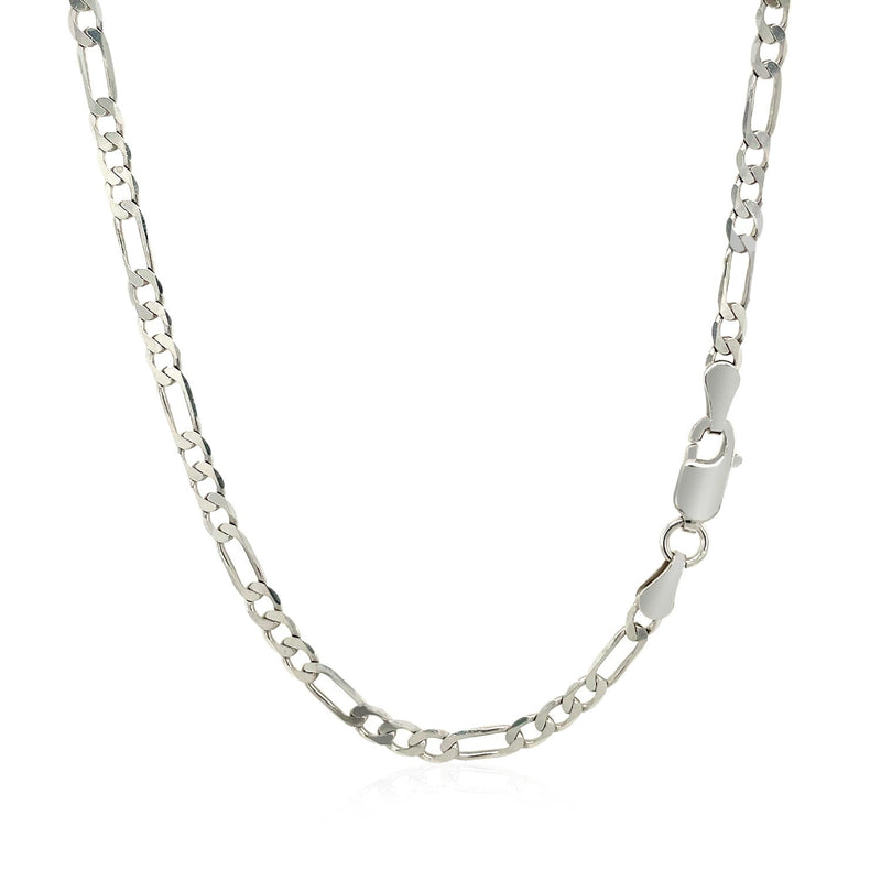 3.0mm 14k White Gold Solid Figaro Chain - Premium Chains - Just $1089.99! Shop now at Pulse Designer Fashion