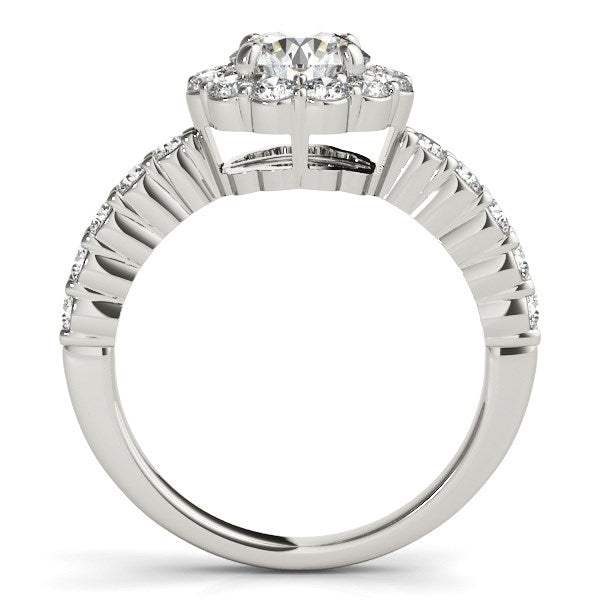 14k White Gold Round Floral Motif Diamond Engagement Ring (1 5/8 cttw) - Premium Rings - Just $7989.99! Shop now at Pulse Designer Fashion