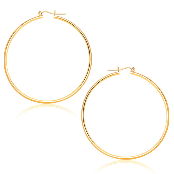 14k Yellow Gold Polished Hoop Earrings (45 mm) - Premium Earrings - Just $361.99! Shop now at Pulse Designer Fashion