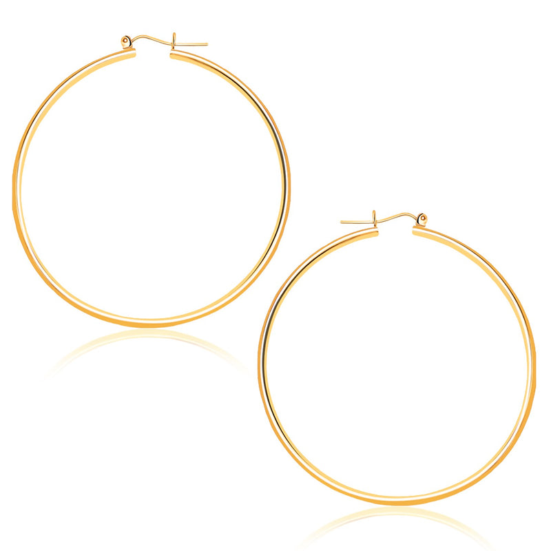 14k Yellow Gold Polished Hoop Earrings (45 mm) - Premium Earrings - Just $361.99! Shop now at Pulse Designer Fashion