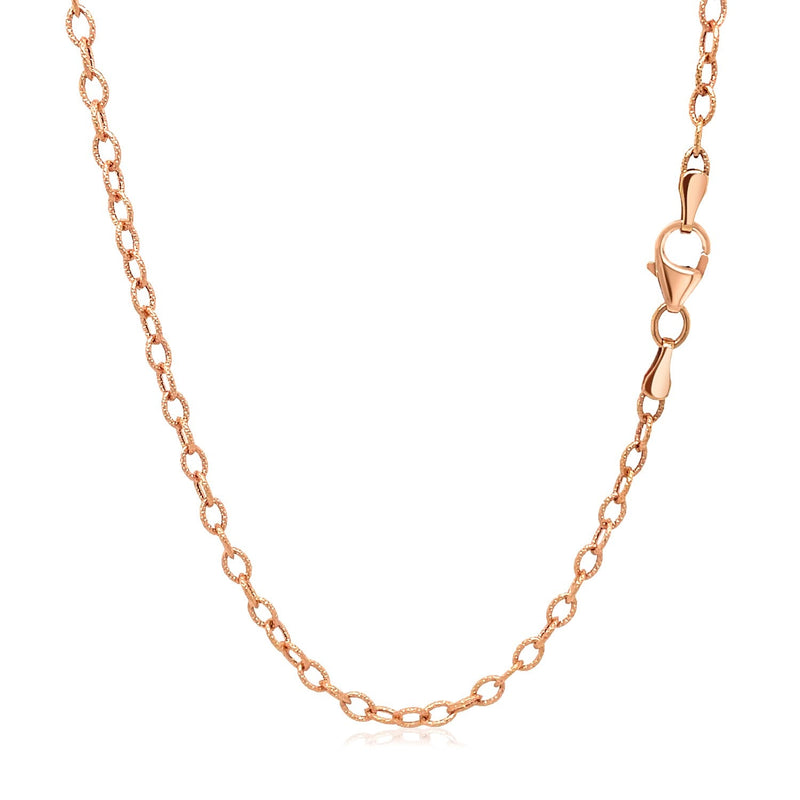 2.5mm 14k Rose Gold Pendant Chain with Textured Links - Premium Chains - Just $350.99! Shop now at Pulse Designer Fashion