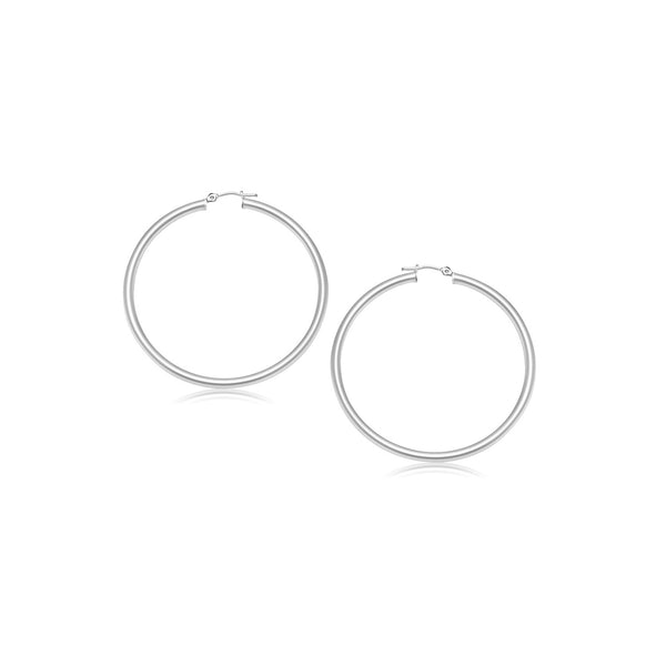 14k White Gold Polished Hoop Earrings (2- mm) - Premium Earrings - Just $293.99! Shop now at Pulse Designer Fashion