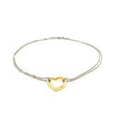 14k Yellow Gold and Sterling Silver Anklet with a Single Open Heart Station - Premium Anklets - Just $177.99! Shop now at Pulse Designer Fashion