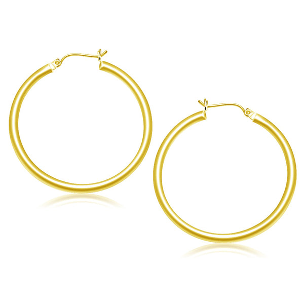 14k Yellow Gold Polished Hoop Earrings (40 mm) - Premium Earrings - Just $509.99! Shop now at Pulse Designer Fashion