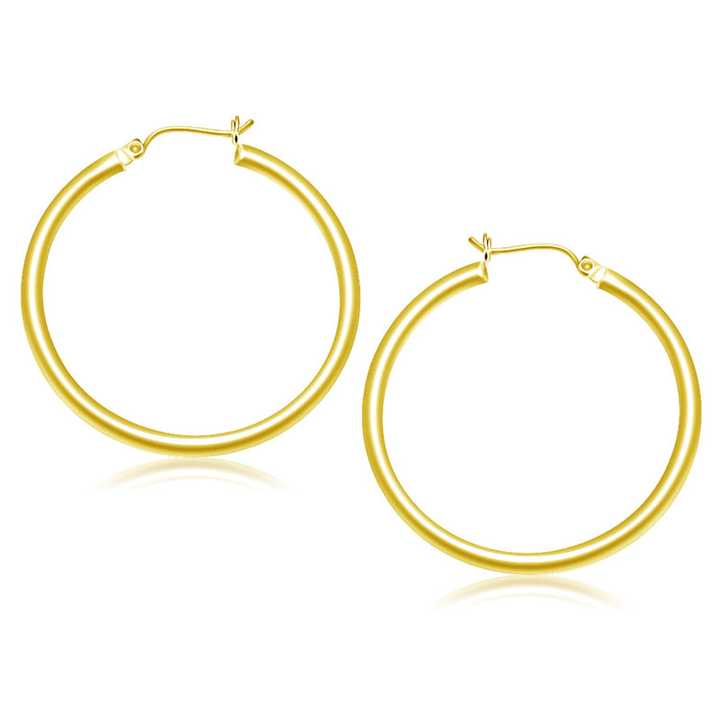 14k Yellow Gold Polished Hoop Earrings (40 mm) - Premium Earrings - Just $509.99! Shop now at Pulse Designer Fashion